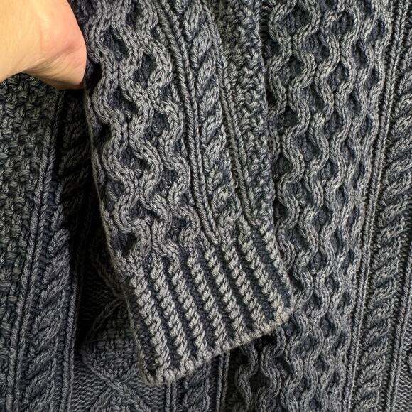 LL BEAN SIGNATURE Sweater Small Cable Knit Fisherman Tunic Oversized Side Zipper - Picture 8 of 14